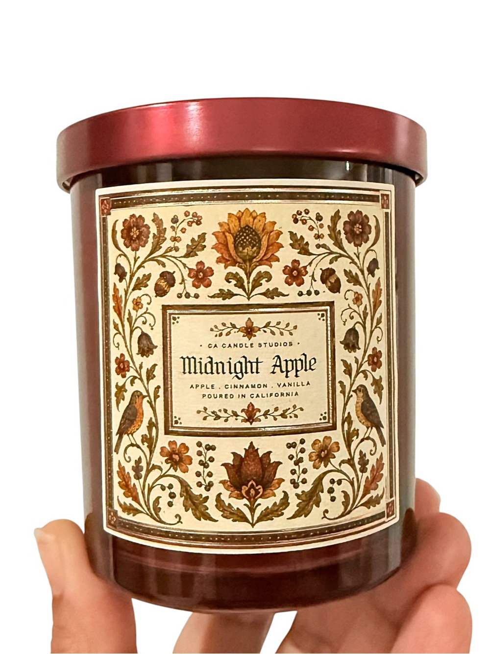 Leoben Company Midnight Apple Red Glass Luxury Scented Candle